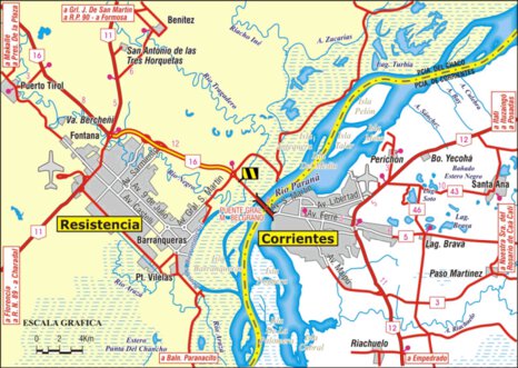 Mapa de Rutas y Caminos de Entre Ríos, Corrientes, Misiones, Uruguay y ...