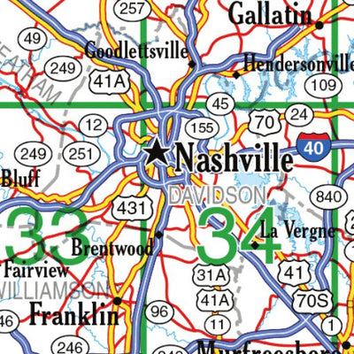 Tennessee Atlas & Gazetteer Overview Map Preview 3