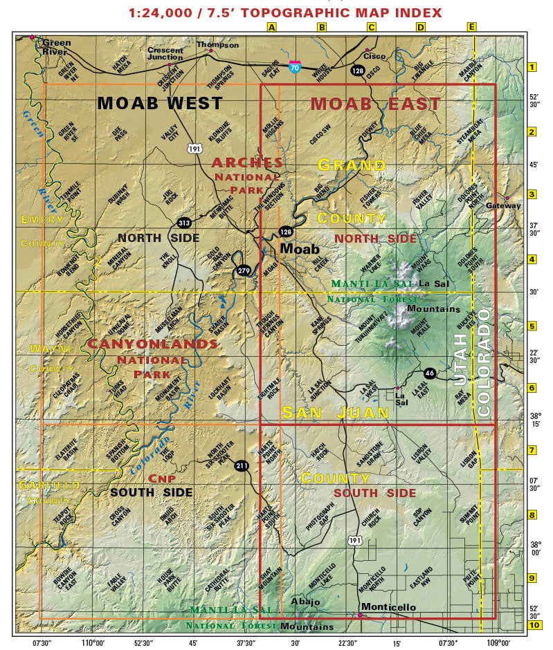 Moab East Trails Map-6th Edition by Latitude 40 maps | Avenza Maps