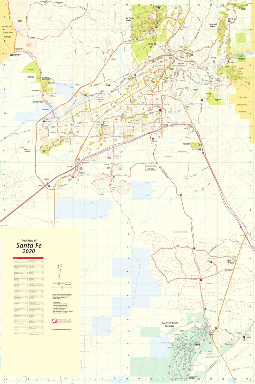 Santa Fee Map Santa Fe Trail Map, New Mexico 2022 by Map Adventures LLC | Avenza Maps