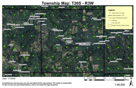 Idleyld Creek T26S R3WE Township Map Preview 1