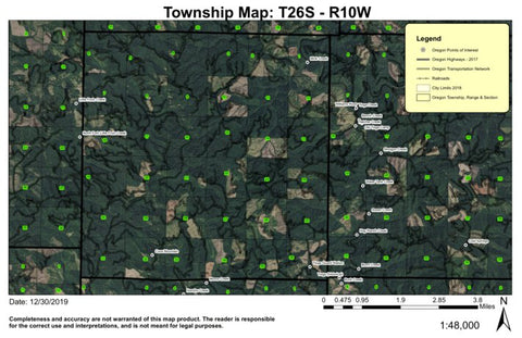 Coos Mountain T26S R10W Township Map Preview 1