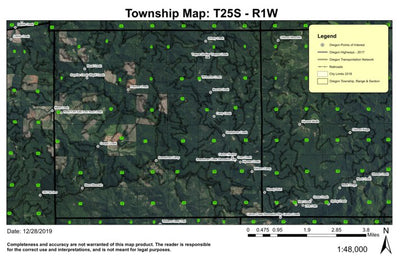 Scaredman T25S R1W Township Map Preview 1