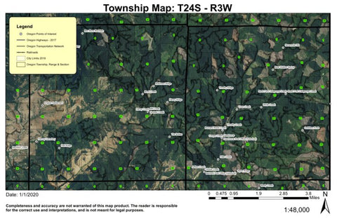 Calapooya Creek T24S R3W Township Map Preview 1