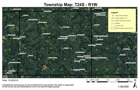 Huckleberry Mountain T24S R1W Township Map Preview 1