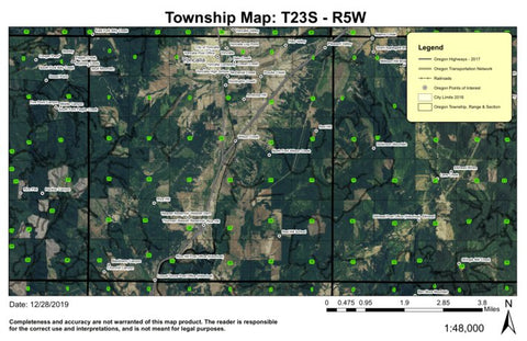 Yoncalla T23S R5W Township Map Preview 1