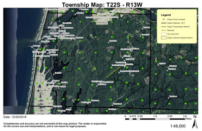 Umpqua Lighthouse T22S R13W Township Map Preview 1