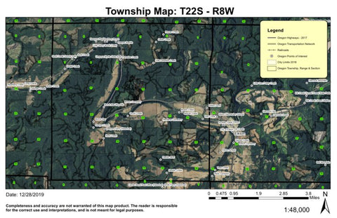 Bunch Bar T22S R8W Township Map Preview 1