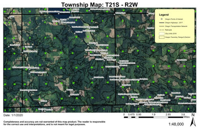 Dorena Lake T21S R2W Township Map Preview 1