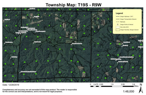 Roman Nose Mountain T19S R9W Township Map Preview 1