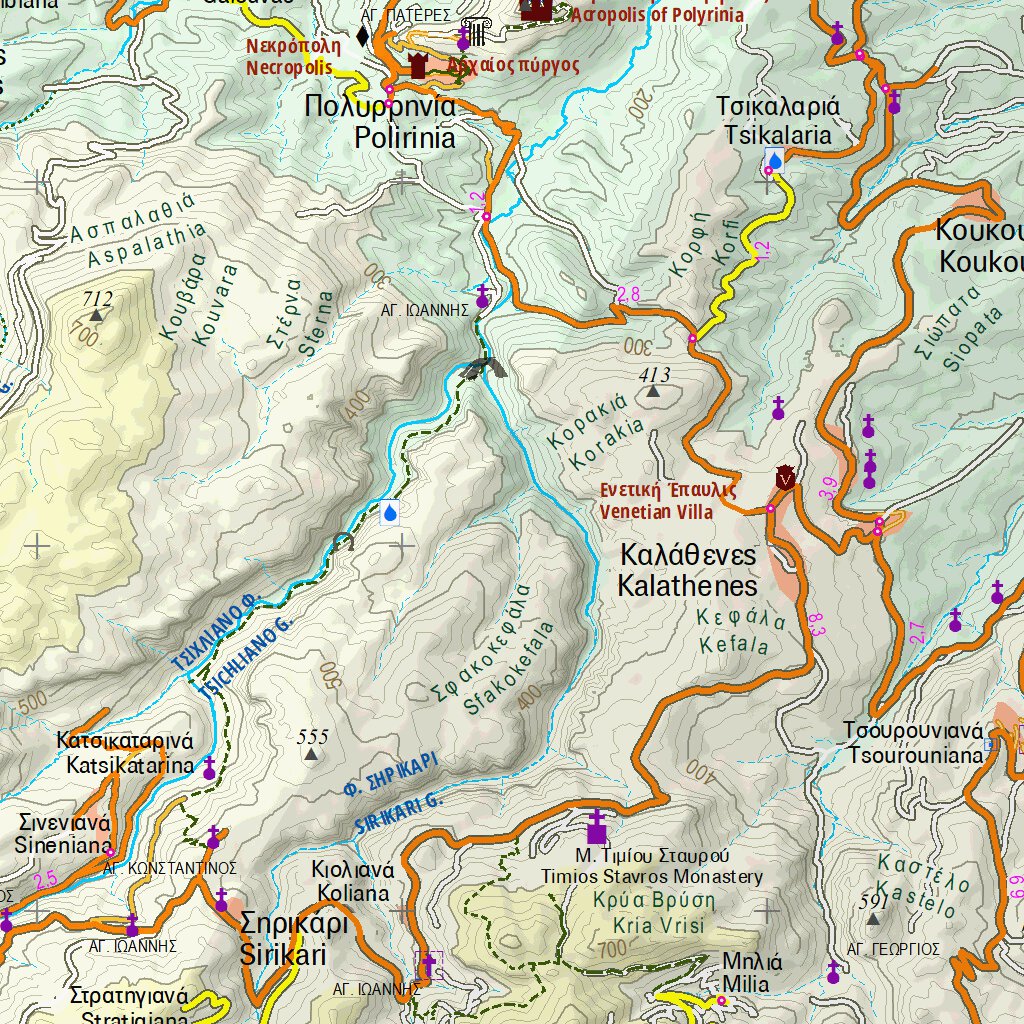 Crete Map Rivers Crete K1 Map by Anavasi editions | Avenza Maps