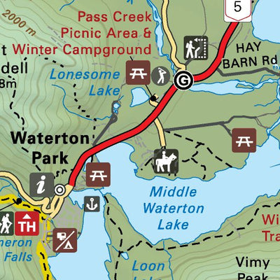 Waterton Lakes National Park - Alberta Park Map Preview 2