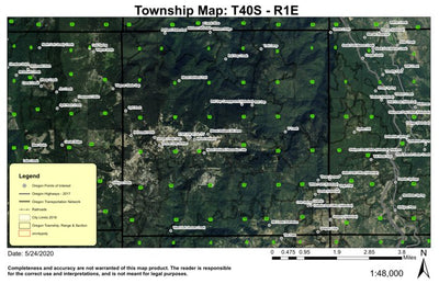 Mount Ashland T40S R1E Township Map Preview 1