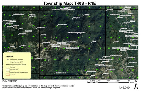 Mount Ashland T40S R1E Township Map Preview 1