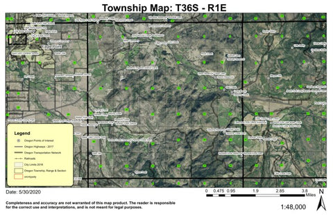 Bybee Peak T36S R1E Township Map Preview 1