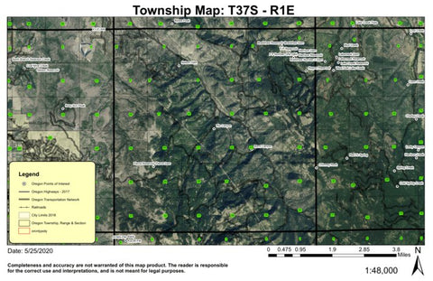 Pierce Reservoir T37S R1E Township Map Preview 1