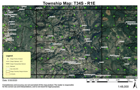 Indian Lake Reservoir T34S R1E Township Map Preview 1