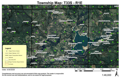 Lost Creek Reservoir T33S R1E Township Map Preview 1