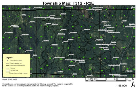 Huckleberry Lake T31S R2E Township Map Preview 1