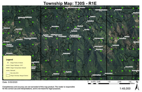 Billick Burn Trail T30S R1E Township Map Preview 1