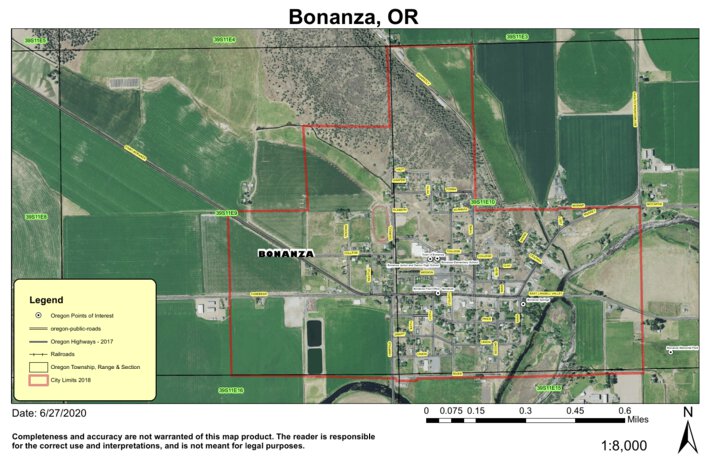 Bonanza, Oregon Map by Super See Services | Avenza Maps