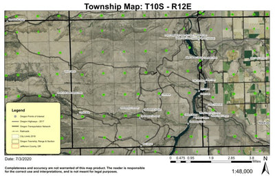 Pelton Regulating Reservoir T10S R12E Township Map Preview 1