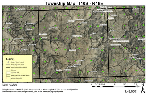 Rye Grass Spring T10S R16E Township Map Preview 1