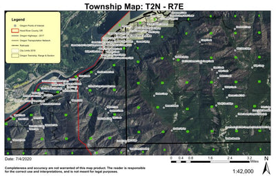 Cascade Locks T2N R7E Township Map Preview 1