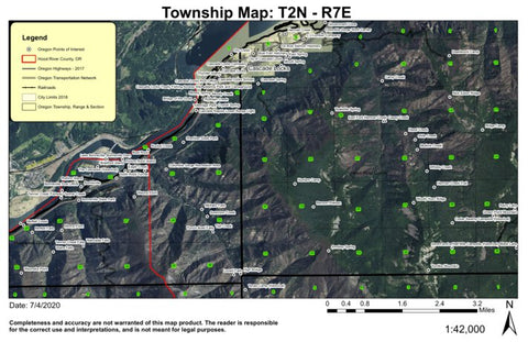Cascade Locks T2N R7E Township Map Preview 1