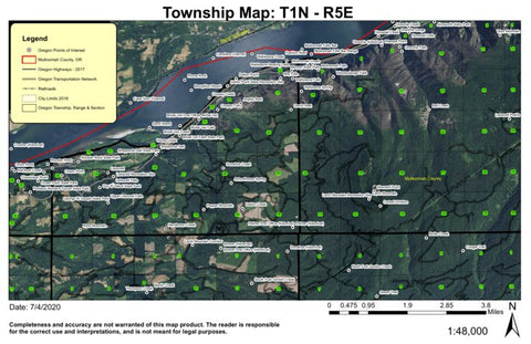 Bridal Vail Falls T1N R5E Township Map Preview 1