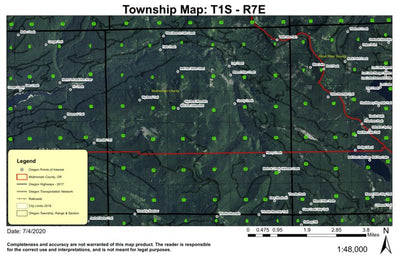 Big Bend Mountain T1S R7E Township Map Preview 1