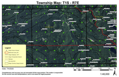 Big Bend Mountain T1S R7E Township Map Preview 1