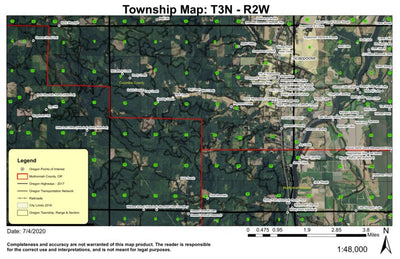 Dixie Mountain T3N R2W Township Map Preview 1