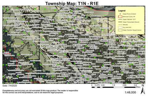 Portland T1N R1E Township Map Preview 1