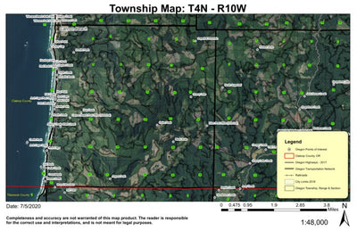 Cannon Beach T4N R10W Township Map Preview 1
