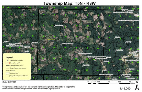 Humbug Mountain T5N R8W Township Map Preview 1