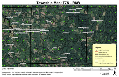 Bear Creek Reservoir T7N R8W Township Map Preview 1