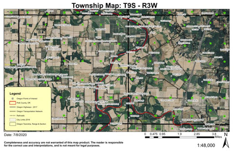 Cole Slough T9N R3W Township Map Preview 1