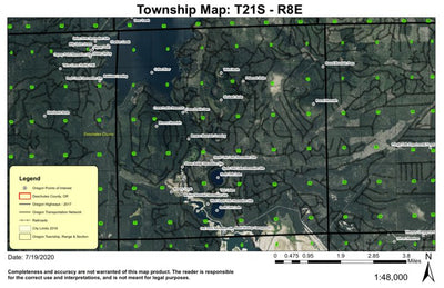 Crane Prairie Reservoir T21S R8E Township Map Preview 1