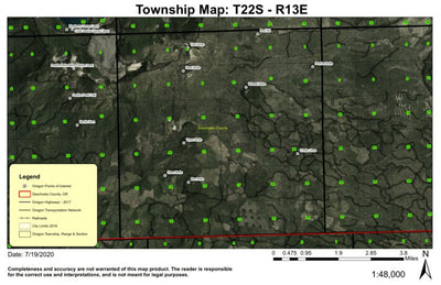 Topso Butte T22S R13E Township Map Preview 1