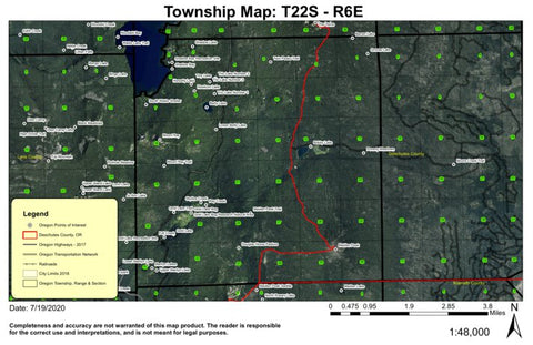 Waldo Lake T22S R6E Township Map Preview 1