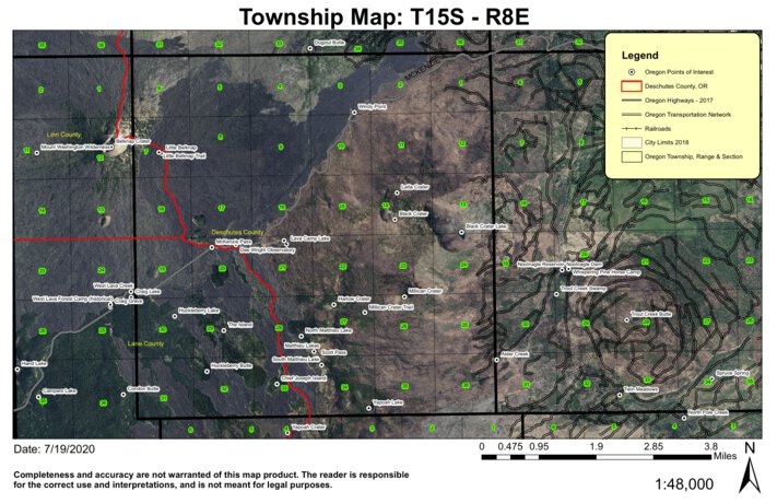 Milican Crater T15S R8E Township Map by Super See Services | Avenza Maps