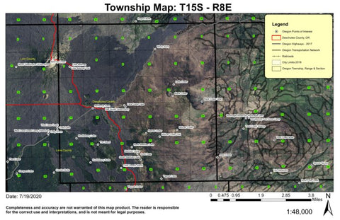 Milican Crater T15S R8E Township Map Preview 1