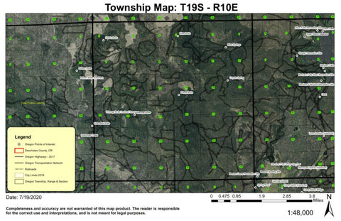Wanoga Butte T19S R10E Township Map Preview 1
