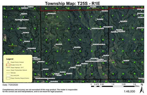 Steamboat Falls T25S R1E Township Map Preview 1