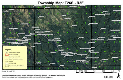 Toketee Falls T26S R3E Township Map Preview 1