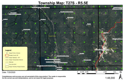 Thielson Creek Trail T27S R5.5E Township Map Preview 1