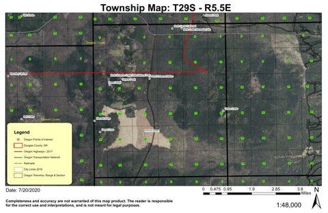 Crater Lake North Entrance T29S R5.5E Township Map Preview 1