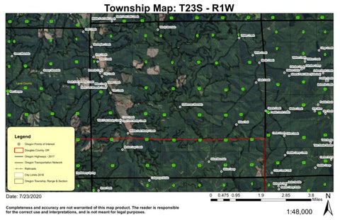 Holderman Mountain T23S R1W Township Map Preview 1