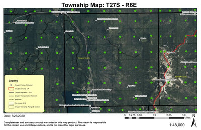 Thielsen Creek Trail T27S R6E Township Map Preview 1